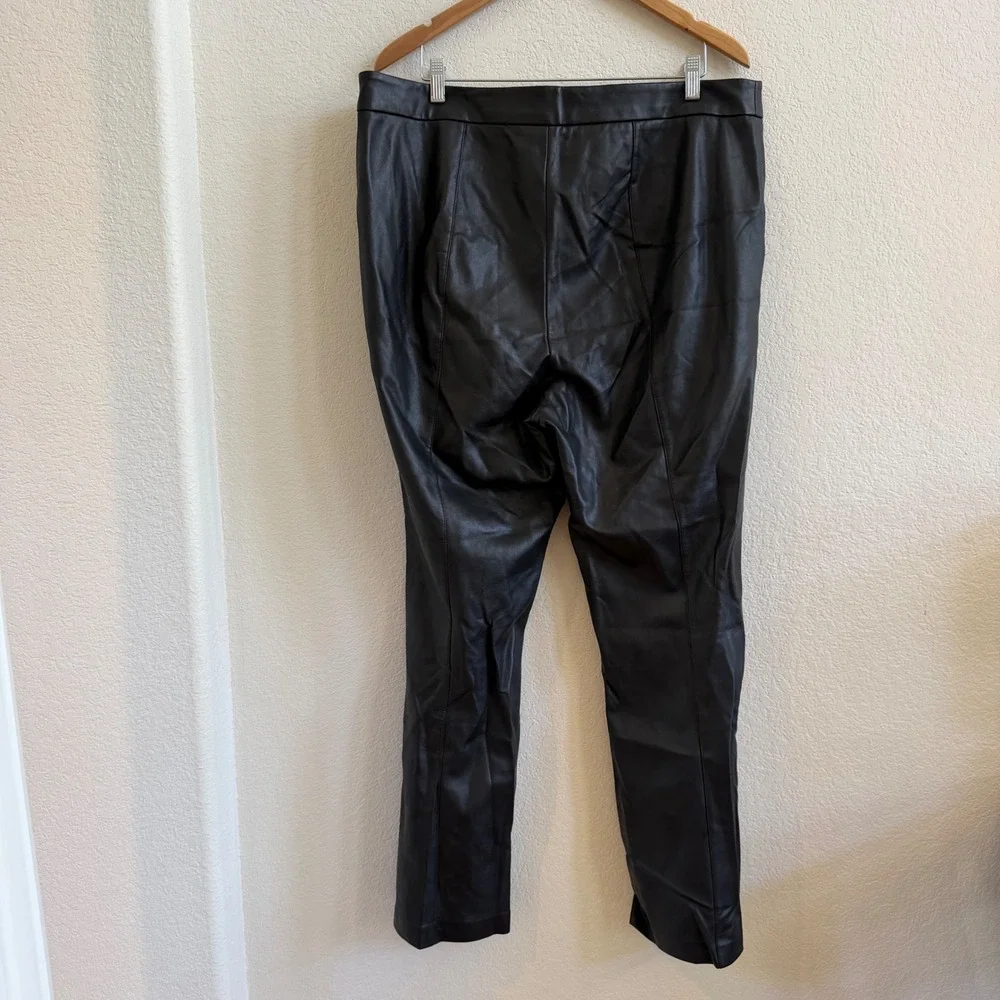 Eloquii Black Faux Leather Straight Leg Pants Plus Size 16 High Rise‎